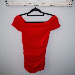 Love Rocks Red off-the-shoulder top - EUC